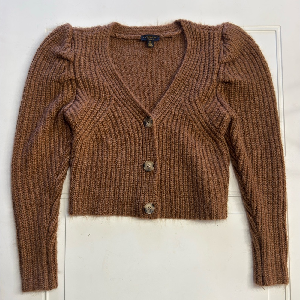 Current Air Anthropologie Women’s Sz XS Brown Knit Cardigan Sweater - Picture 2 of 6